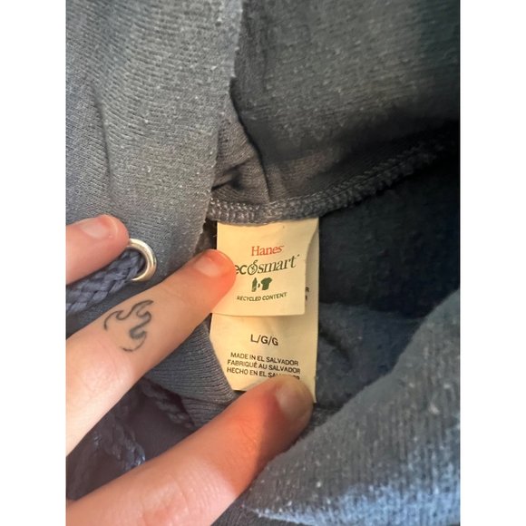 Hanes Sweater Mens Large Blue Sweatshirt Pullover Hoodie Casual Eco Smart - Picture 6 of 6